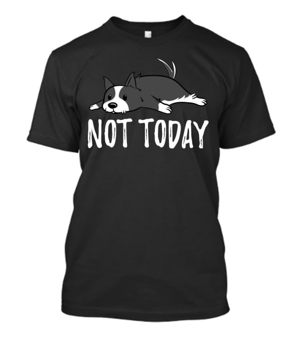 BORDER COLLIE NOT TODAY Lazy Dog Lying Down Playful Mood T-Shirt