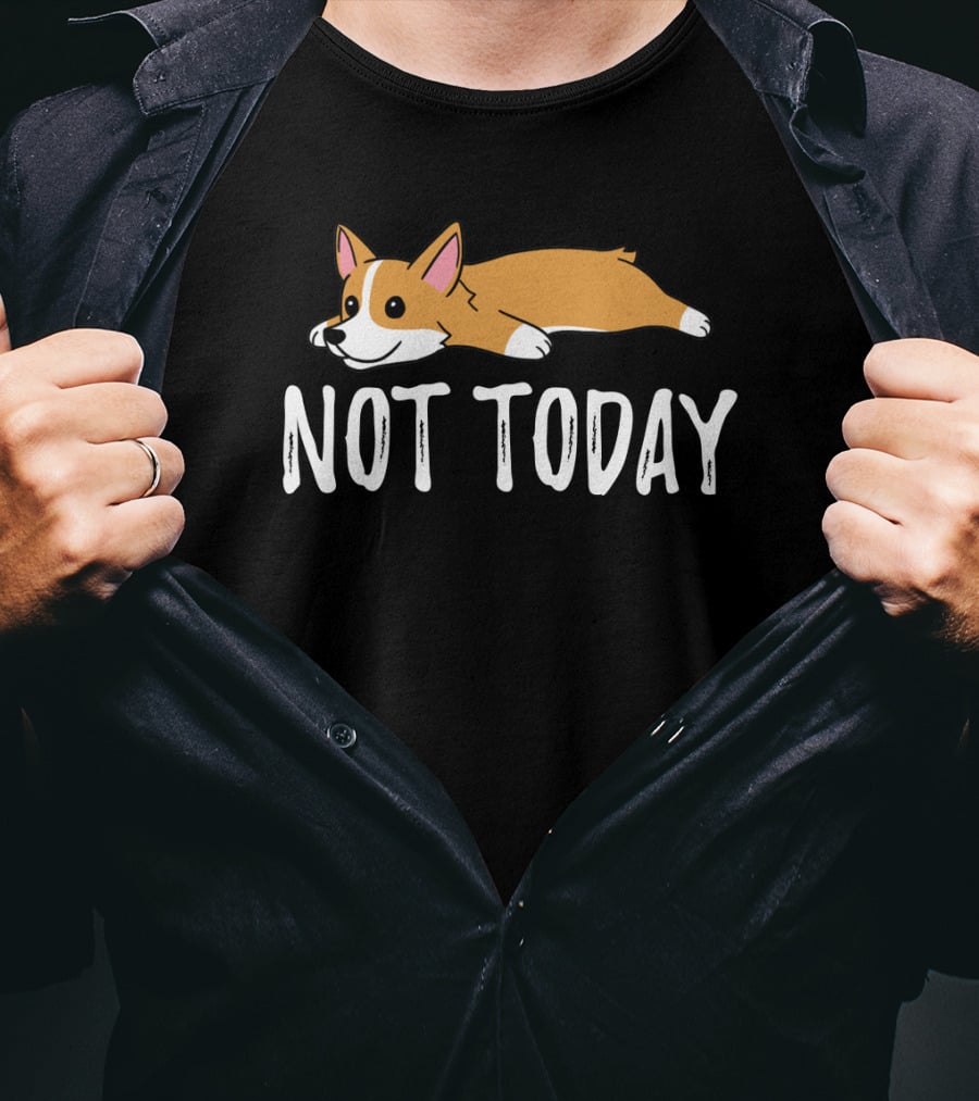 Not Today Corgi Cartoon T-Shirt