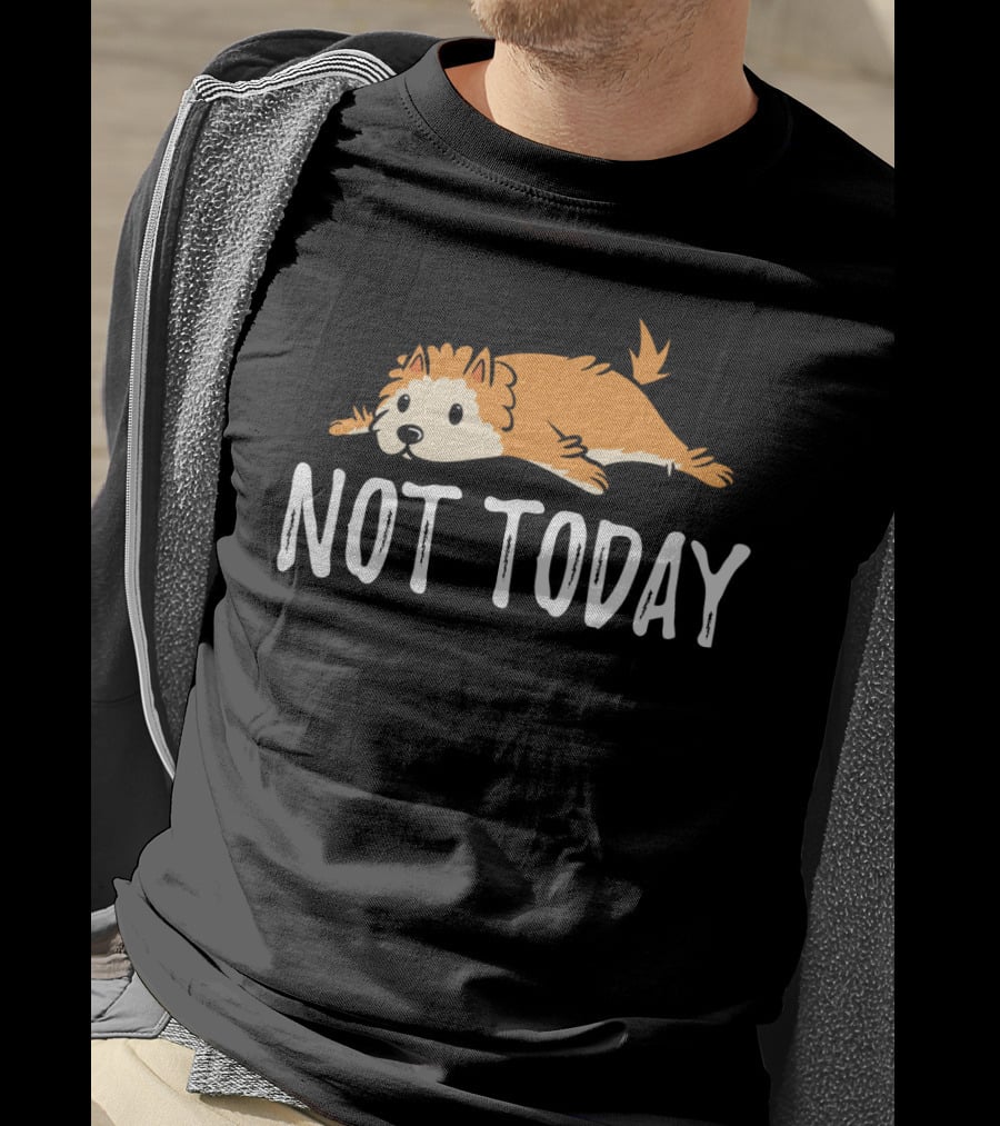 Not Today Pomeranian Lazy Dog Lounging T-Shirt