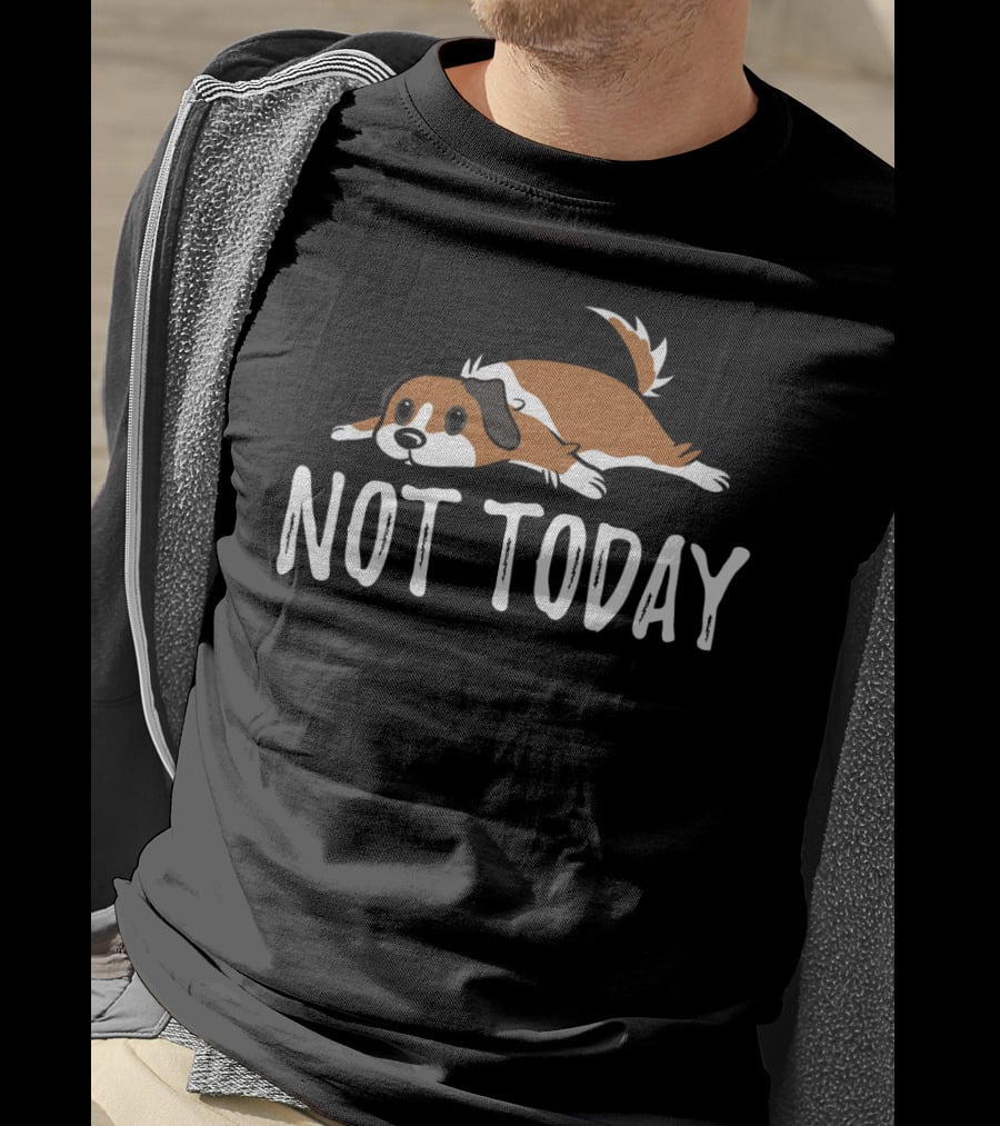 Not Today Funny St Bernard Illustration Lying Down T-Shirt