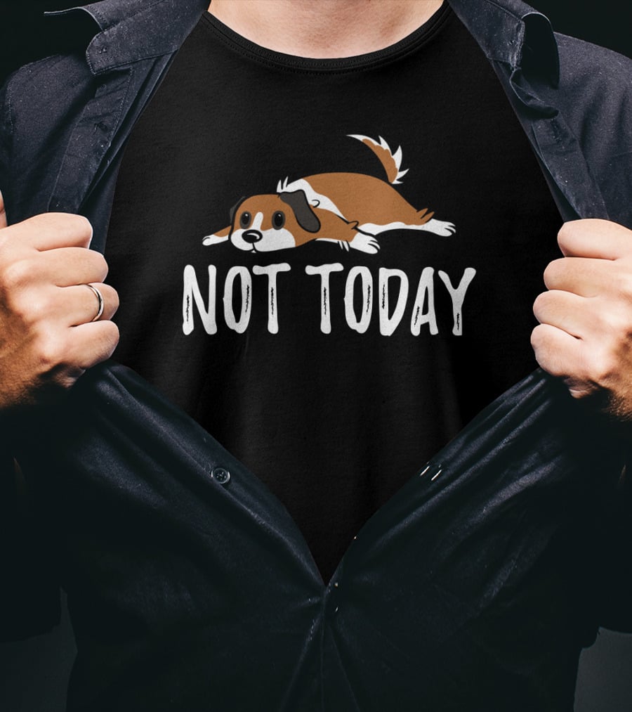 Not Today Funny St Bernard Illustration Lying Down T-Shirt