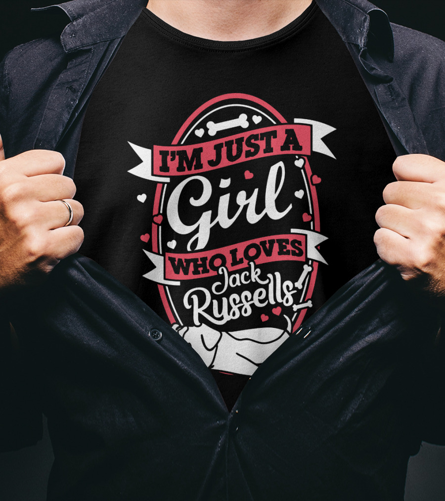 I'm Just A Girl Who Loves Jack Russells With Heart And Bone Accents T-Shirt
