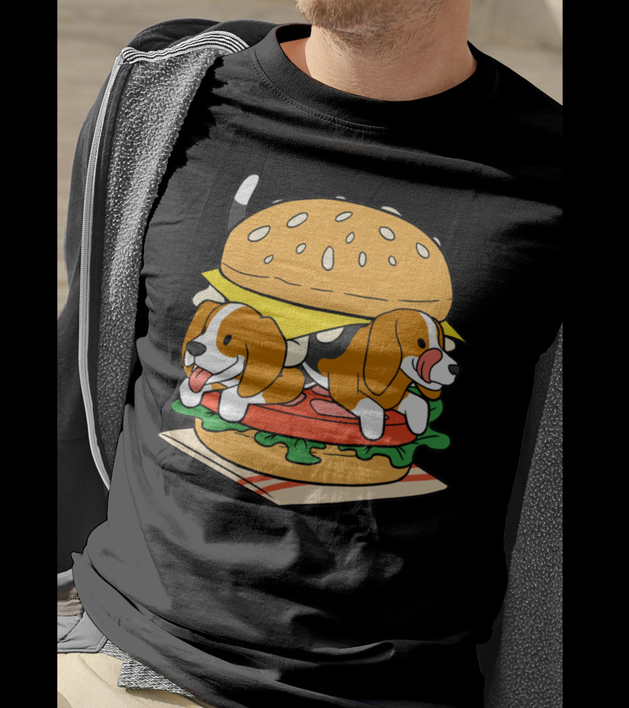 Beagle Burger Cuteness With Cheese, Lettuce, And Tomato T-Shirt