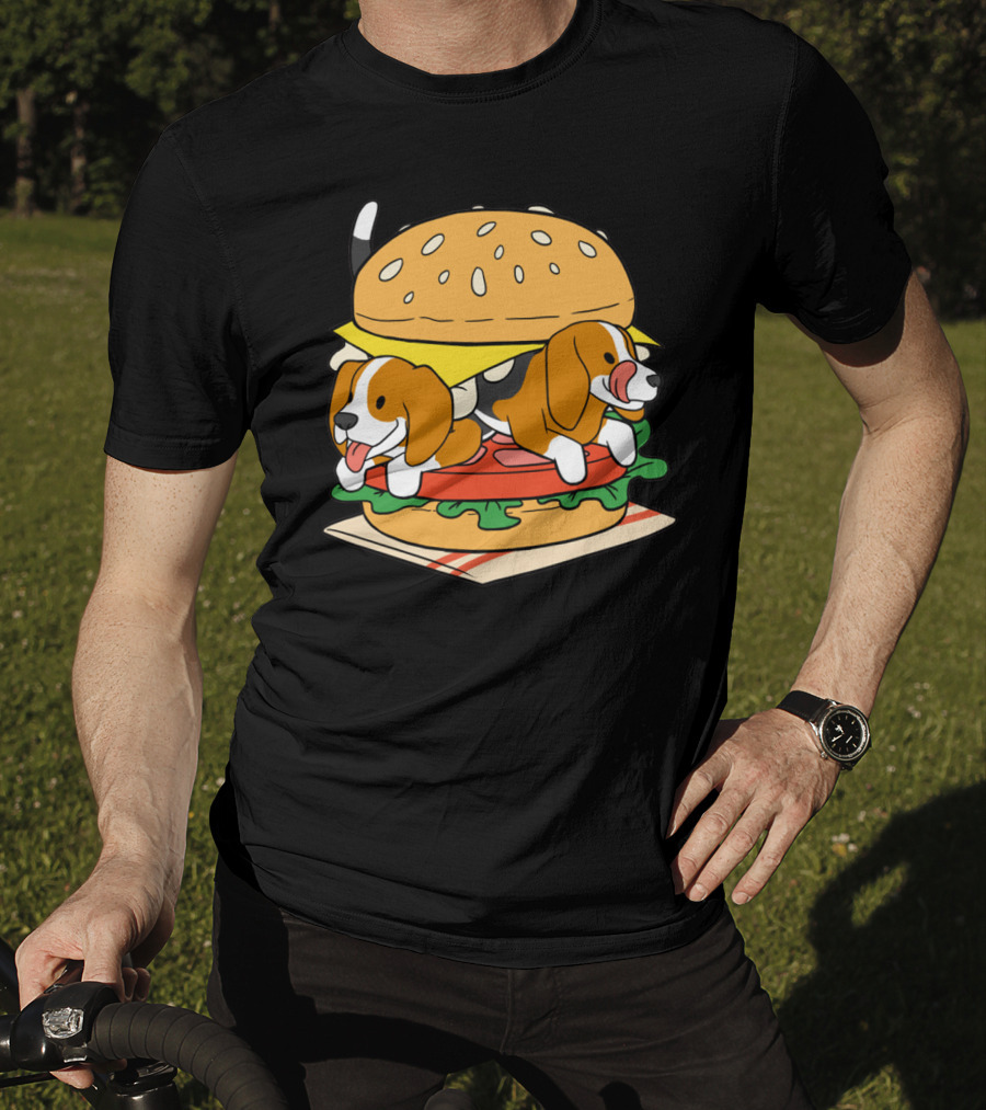 Beagle Burger Cuteness With Cheese, Lettuce, And Tomato T-Shirt