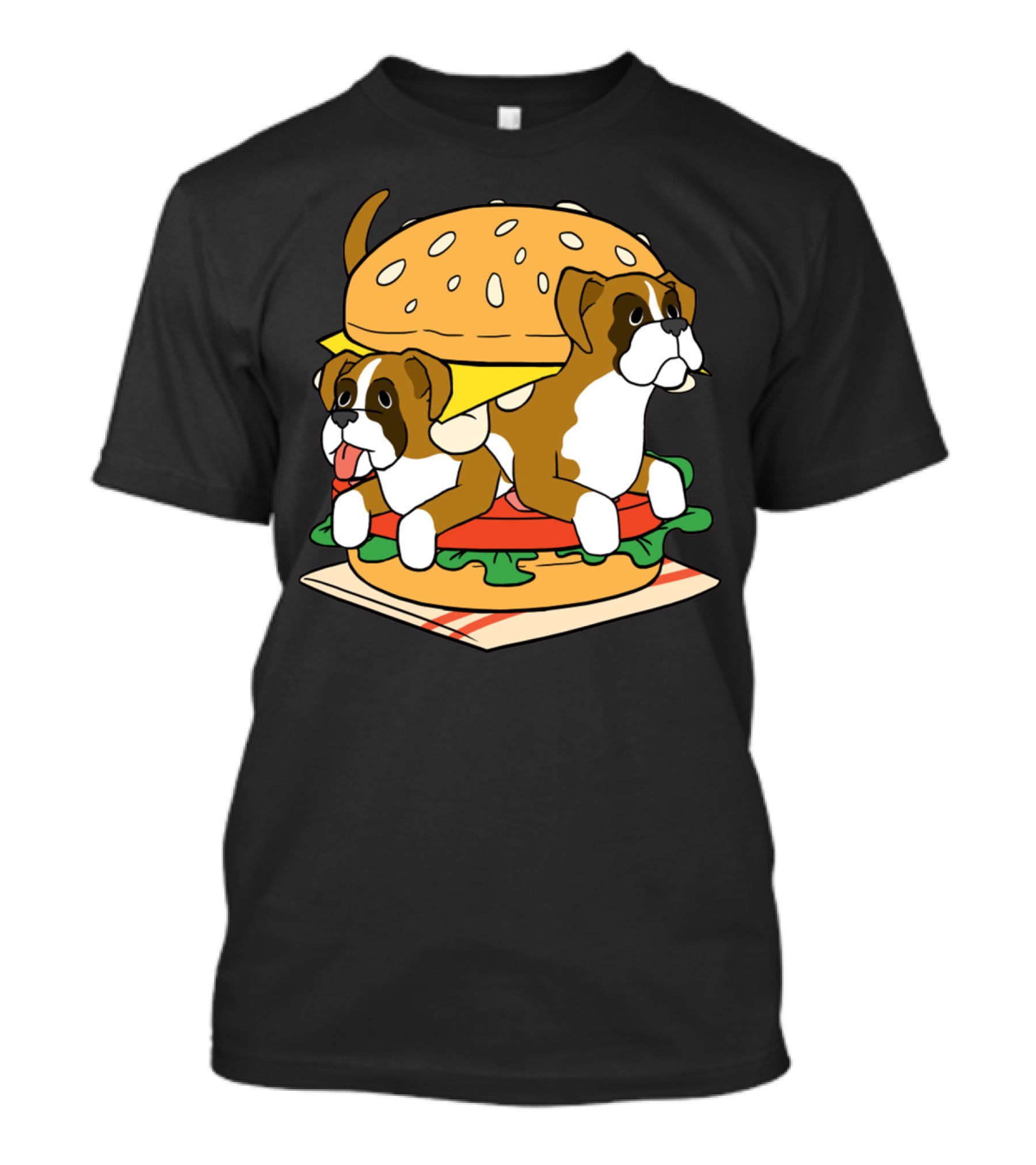 Boxer Dogs Stacked In Cheeseburger Delight T-Shirt