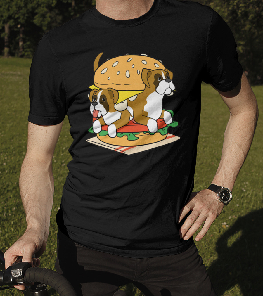 Boxer Dogs Stacked In Cheeseburger Delight T-Shirt