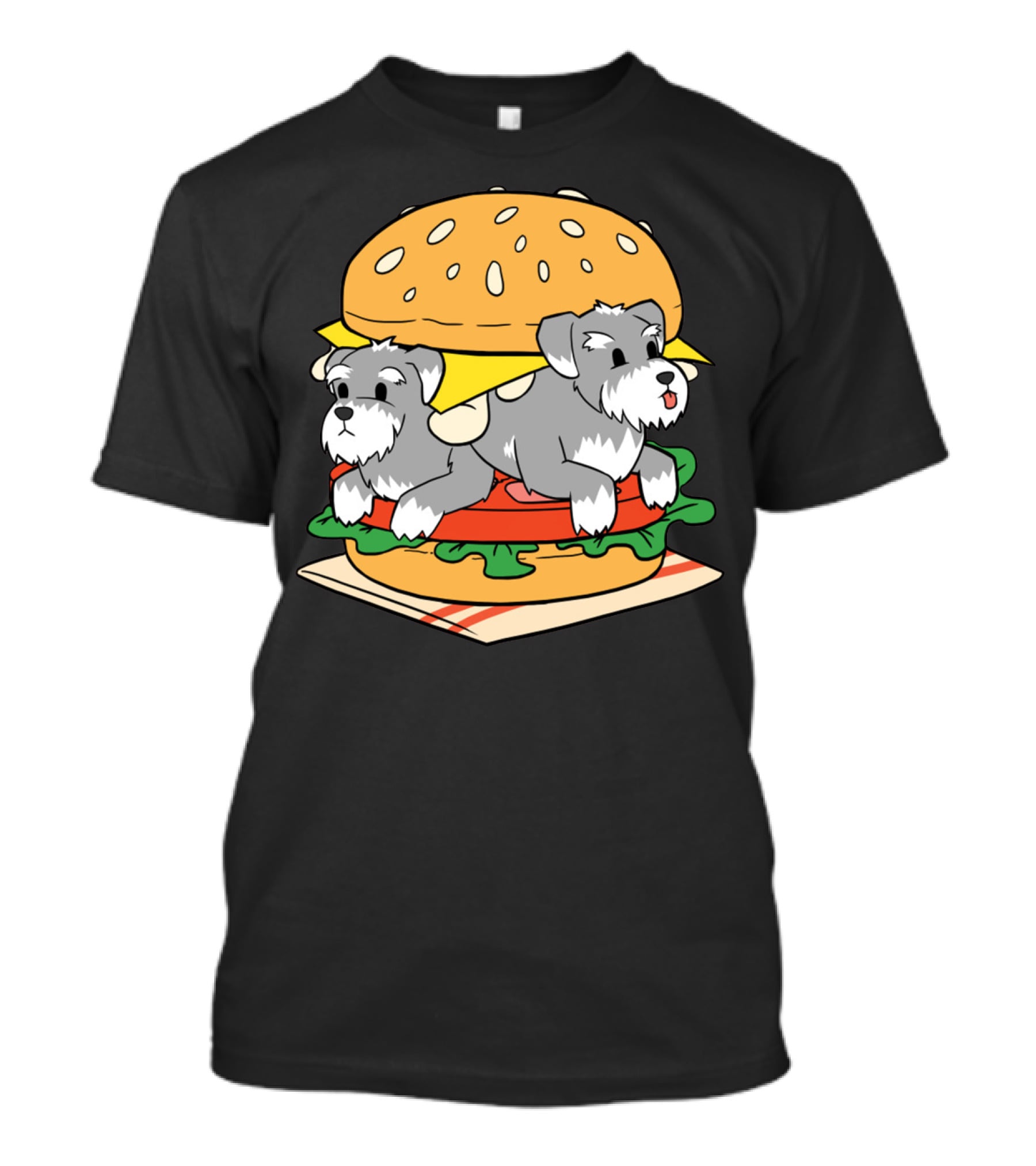 Schnauzer Double Hamburger With Cheese, Lettuce, And Tomato T-Shirt