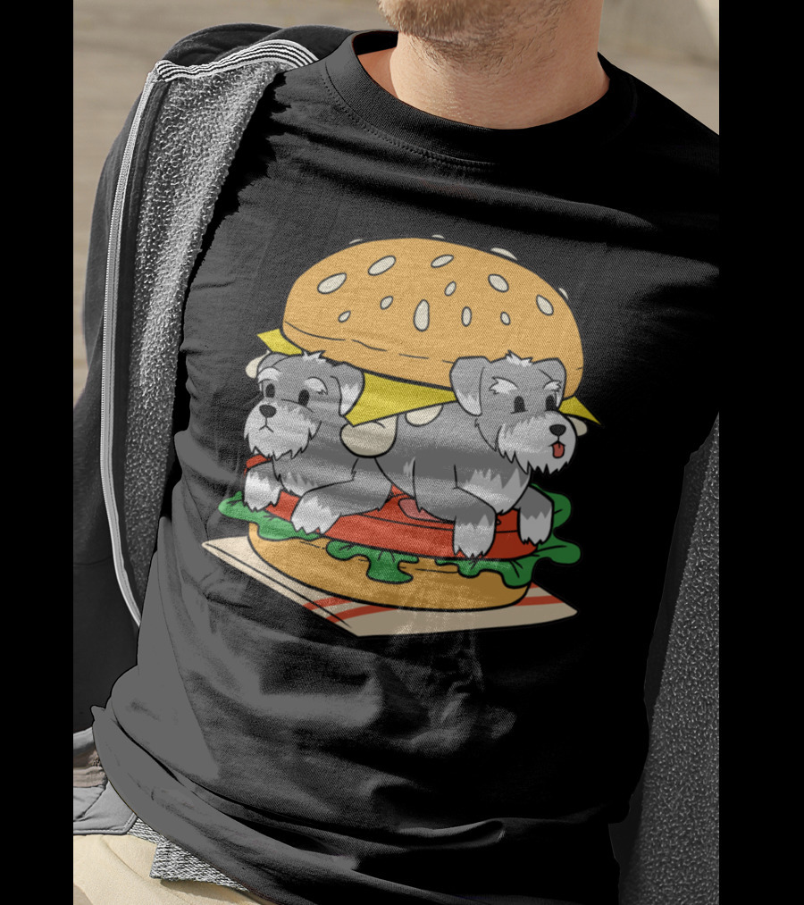 Schnauzer Double Hamburger With Cheese, Lettuce, And Tomato T-Shirt