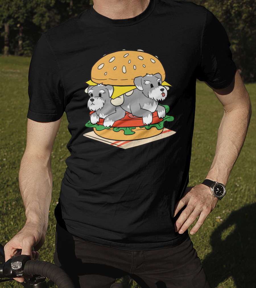 Schnauzer Double Hamburger With Cheese, Lettuce, And Tomato T-Shirt