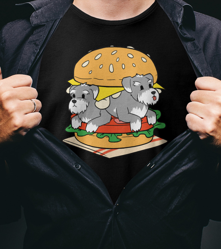 Schnauzer Double Hamburger With Cheese, Lettuce, And Tomato T-Shirt
