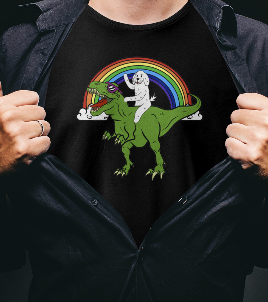 Bichon Frise Riding Tyrannosaurus T-Shirt