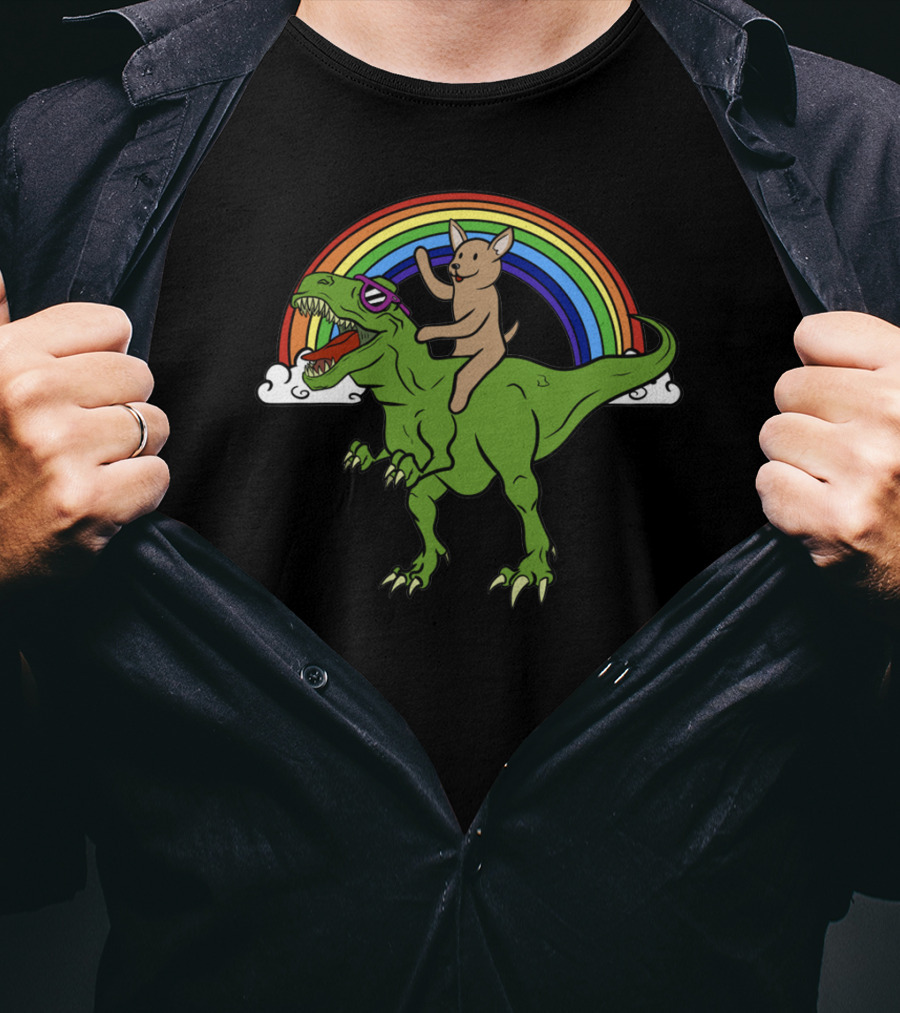 Chihuahua Riding Dinosaur T-Shirt
