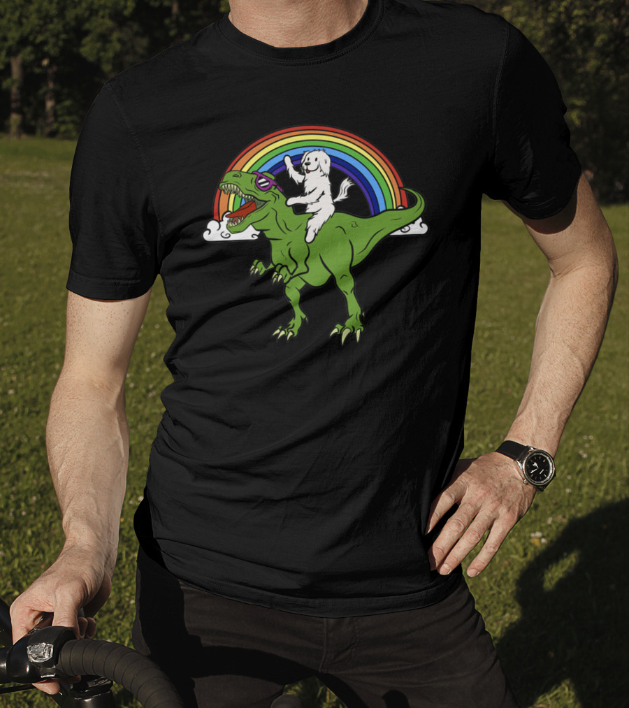Maltese Dinosaur Riding Adventure T-Shirt
