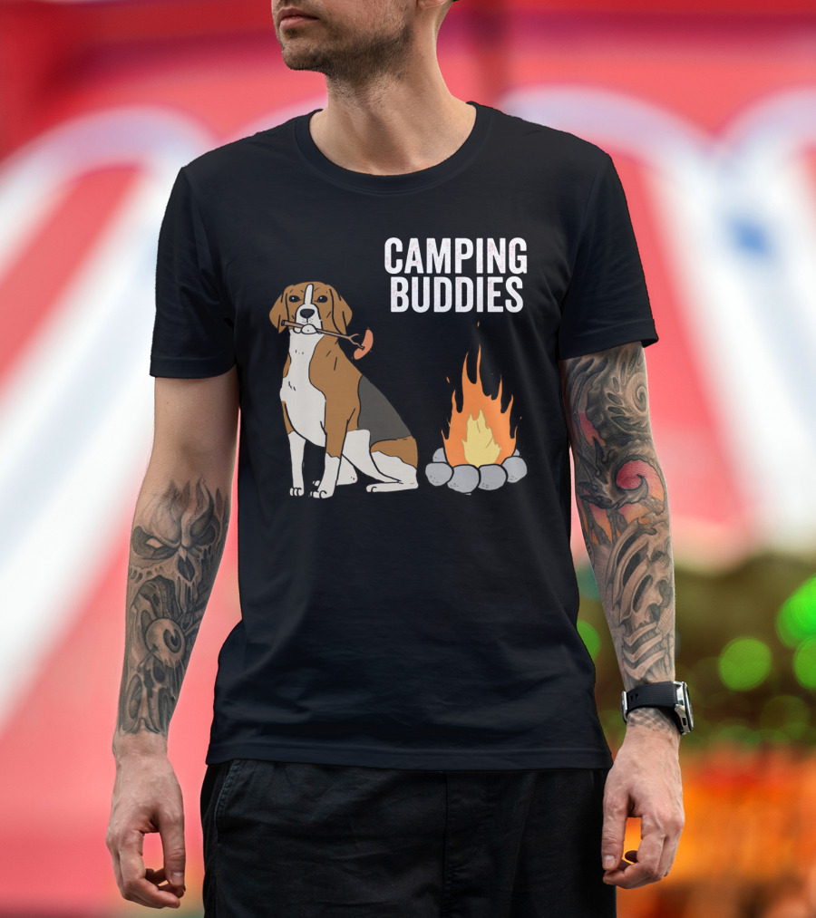 CAMPGROUND ADVENTURE WITH BEAGLE AND CAMPFIRE BUDDIES T-Shirt