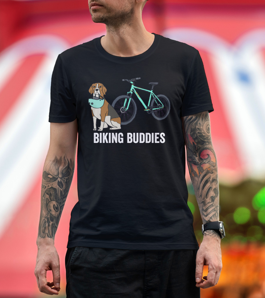 BEAGLE BIKING BUDDIES WITH TEAL BICYCLE T-Shirt