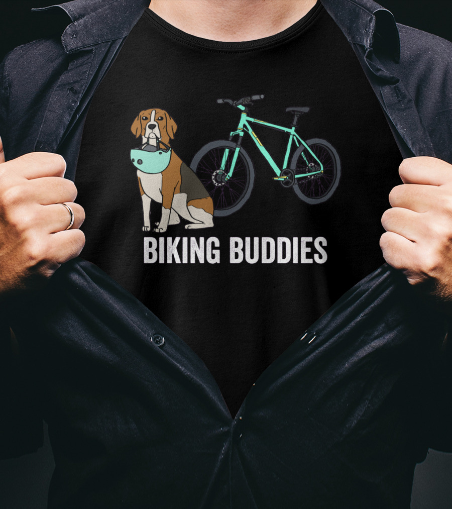 Beagle Biking Buddies With Teal Bicycle T-Shirt