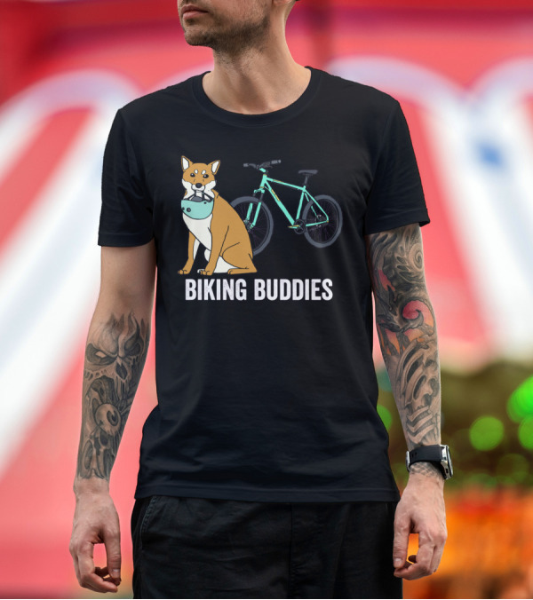 Premium T-Shirt: Shiba Inu with Bike Companion Biking Buddies Adventure T-Shirt Shiba Inu with Bike Companion Biking Buddies Adventure T-Shirt