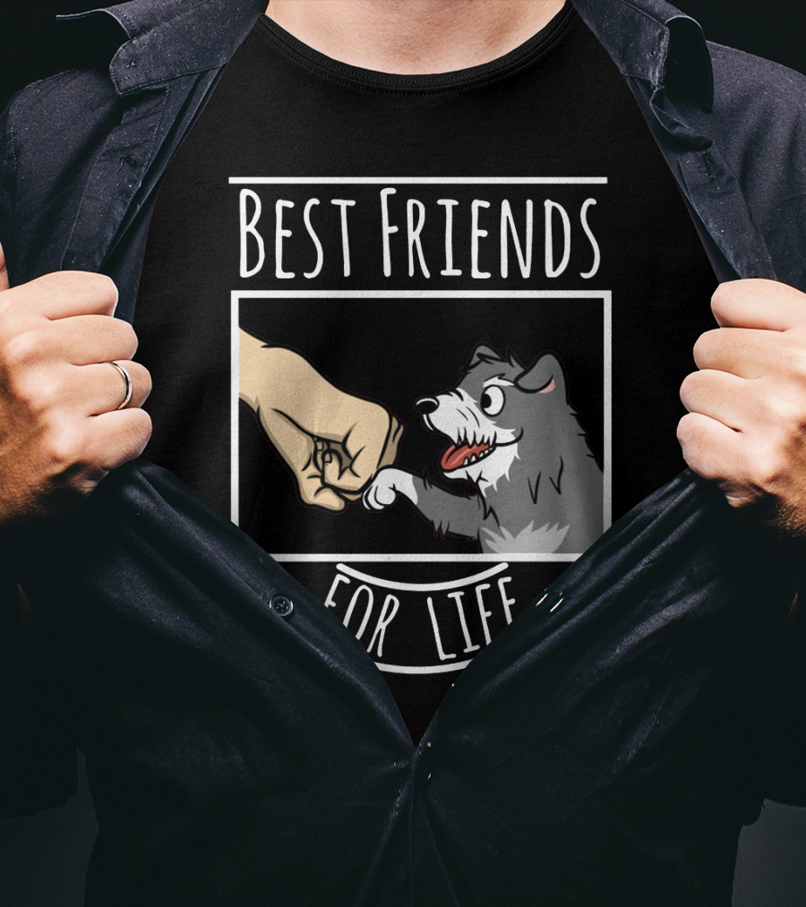 Best Friends For Life Schnauzer Dog Fist Bump Drawing T-Shirt