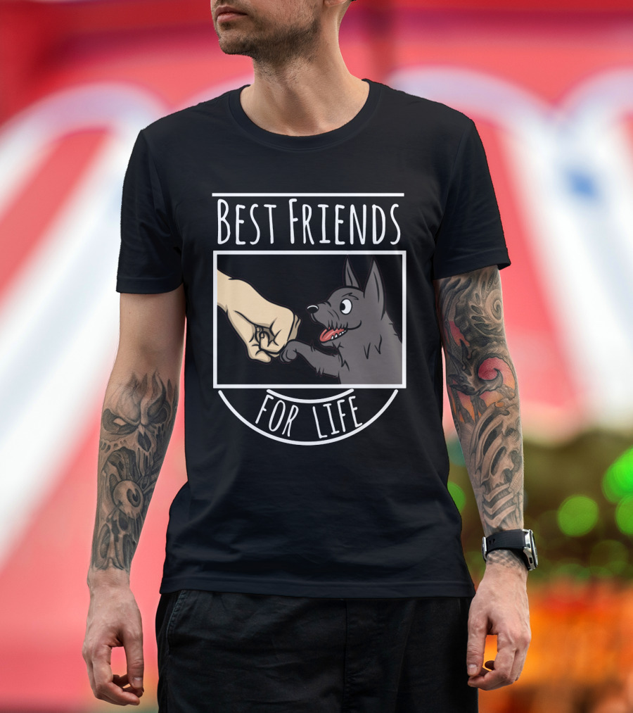 Best Friends for Life Scottie Hand and Paw Fist Bump T-Shirt