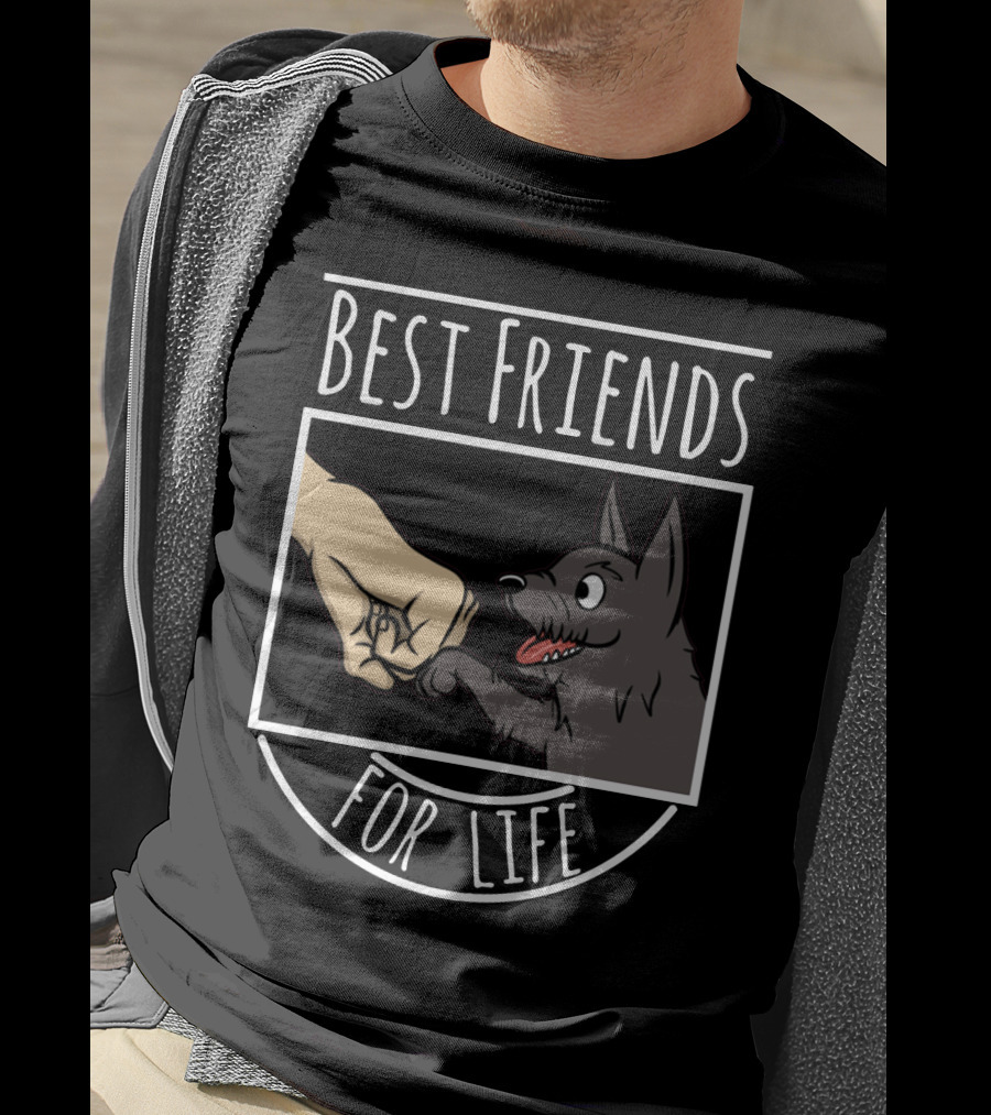 Best Friends For Life Scottie Hand And Paw Fist Bump T-Shirt