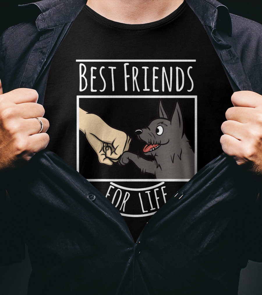 Best Friends For Life Scottie Hand And Paw Fist Bump T-Shirt