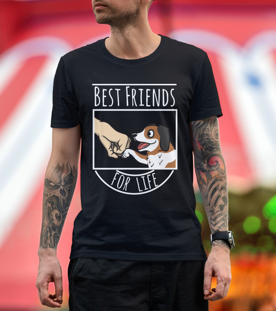 Best Friends For Life St Bernard Dog And Human Fist Bump T-Shirt