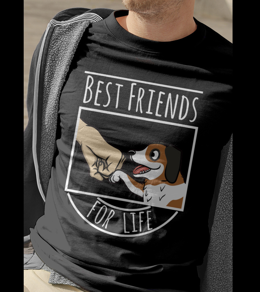 Best Friends For Life St Bernard Dog And Human Fist Bump T-Shirt