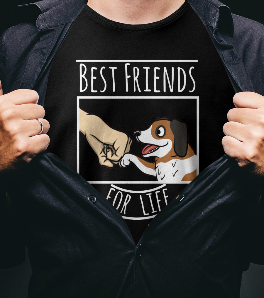 Best Friends For Life St Bernard Dog And Human Fist Bump T-Shirt