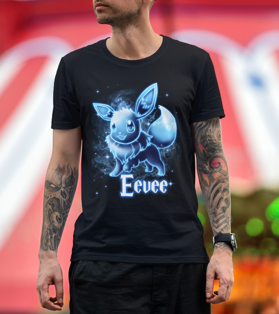Eevee Pokemon Patronus Neon Glow Effect T-Shirt