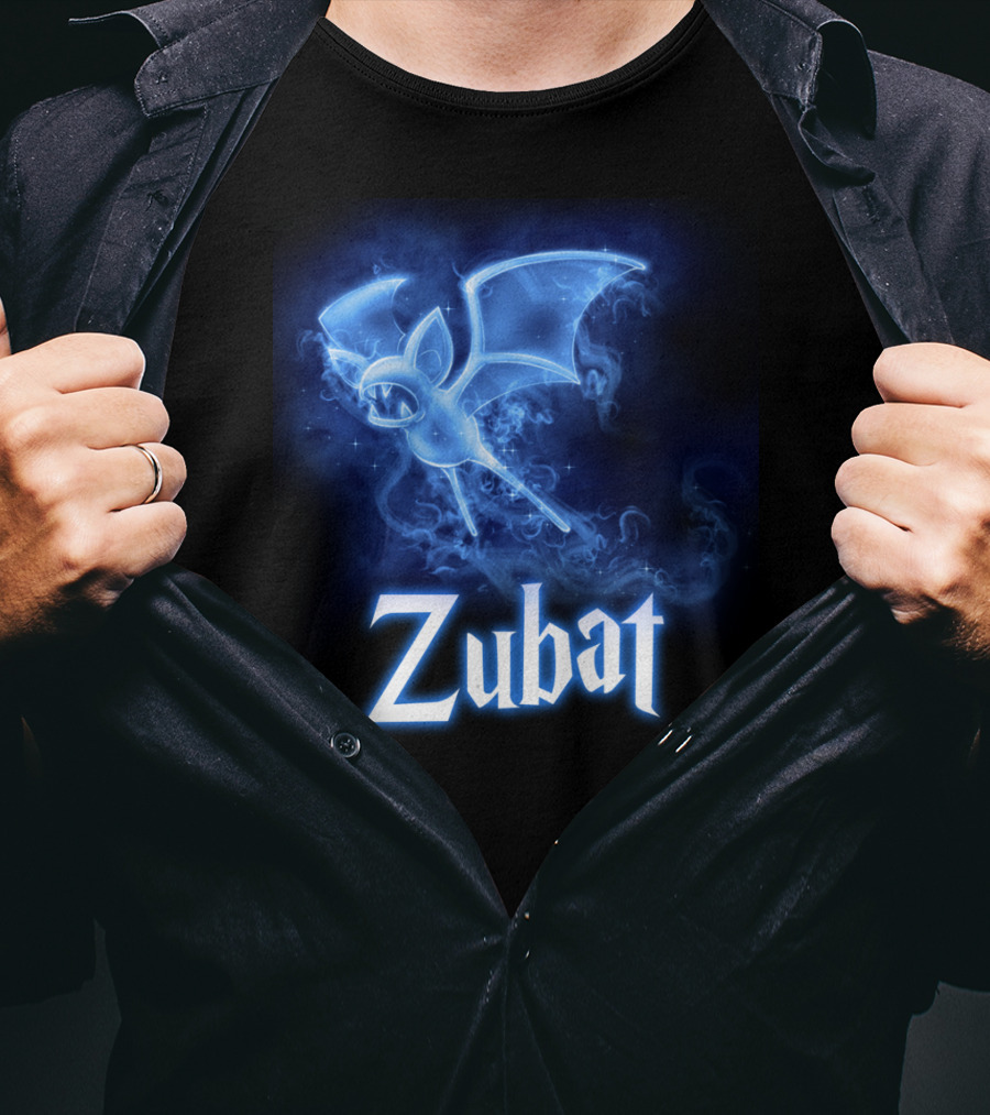 Zubat Pokemon Patronus Glowing Blue Mystical Bat T-Shirt