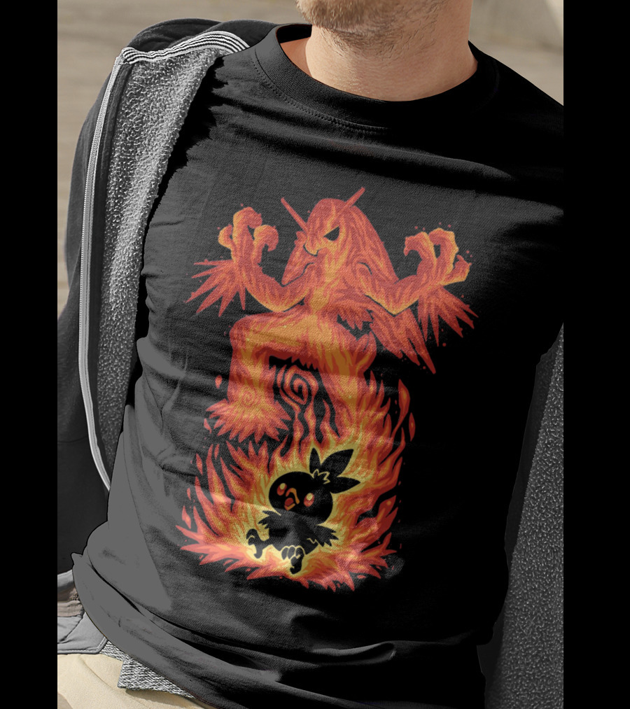 Evolution Pokemon Torchic Blaziken Flames T-Shirt