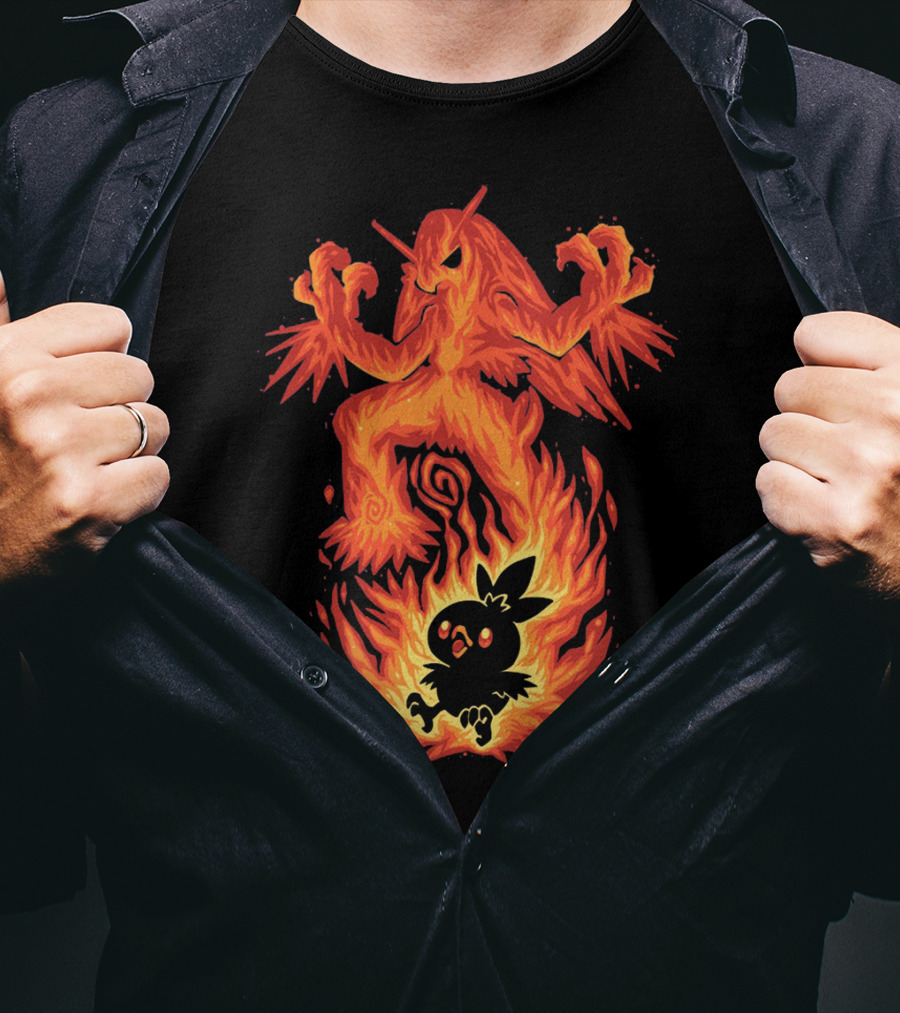 Evolution Pokemon Torchic Blaziken Flames T-Shirt