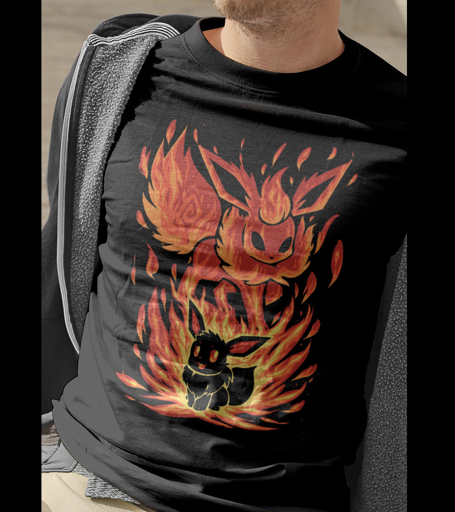 Eevee To Flareon Evolution Fire Transformation Pokemon T-Shirt