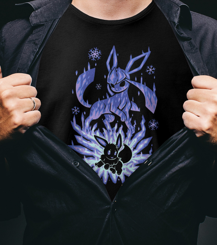 Evolution Pokemon Glaceon Ice Form Transformation T-Shirt
