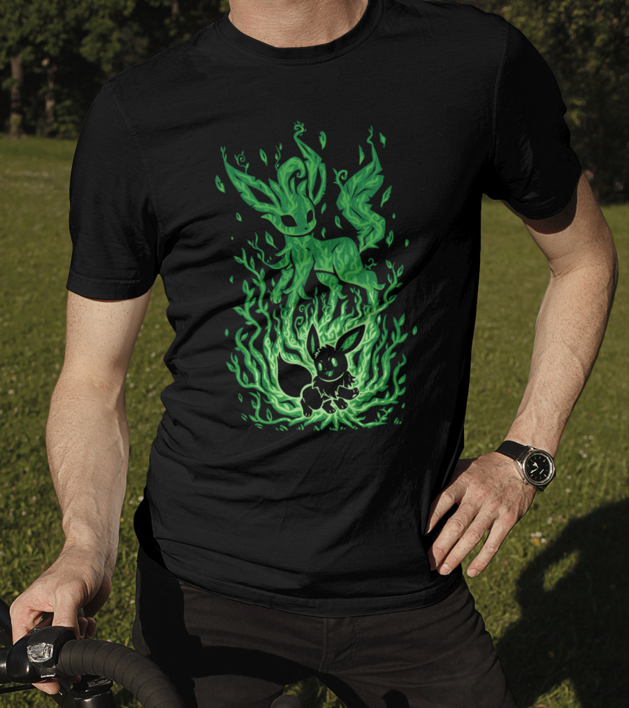 Evolution Pokemon Leafeon Eevee Flames Transformation T-Shirt