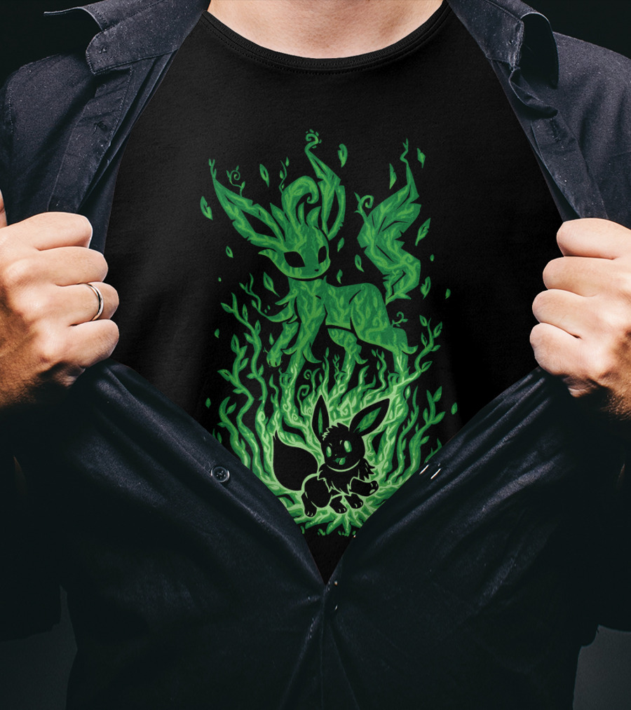 Evolution Pokemon Leafeon Eevee Flames Transformation T-Shirt