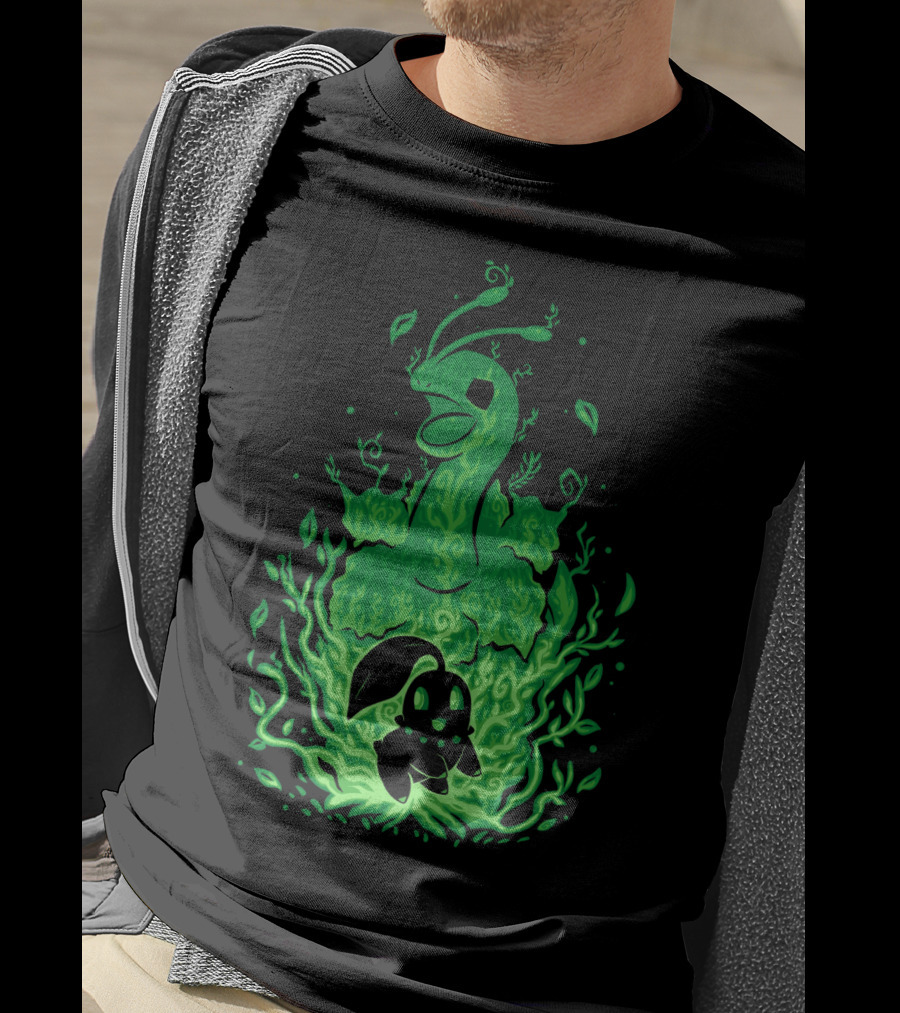 Evolution Pokemon Meganium Chikorita Glowing Green T-Shirt