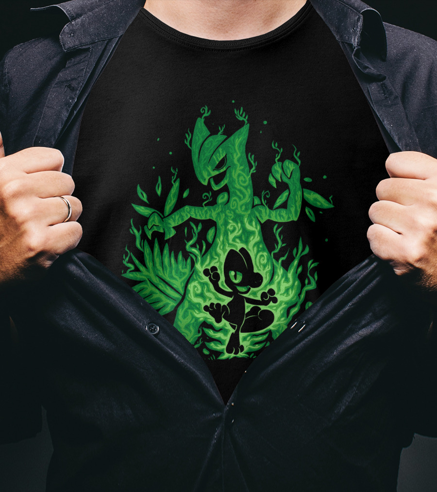 Evolution Pokemon Treecko To Sceptile Transformation T-Shirt
