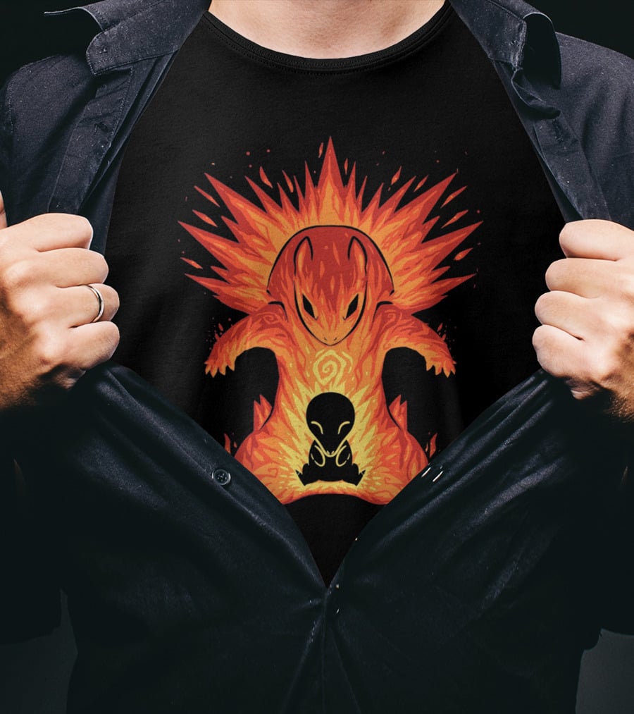 Evolution Pokemon Cyndaquil Quilava Typhlosion Flame Power T-Shirt