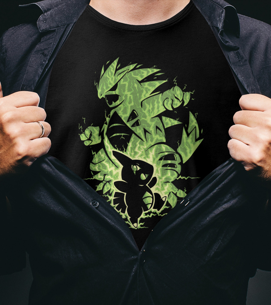 Evolution Pokemon Tyranitar Larvitar Electric Transformation T-Shirt