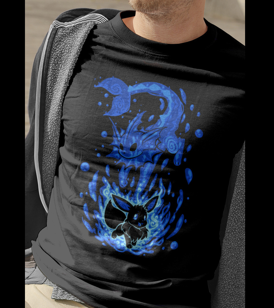 Evolution Pokemon Vaporeon Eevee Transformation Blue Watersplash T-Shirt