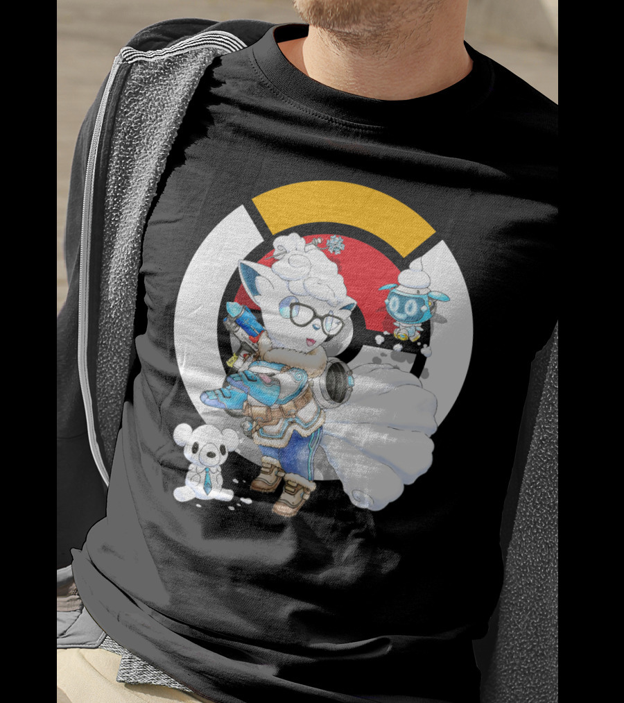 Pokemon X Overwatch Alolan Vulpix With Mei Winter T-Shirt
