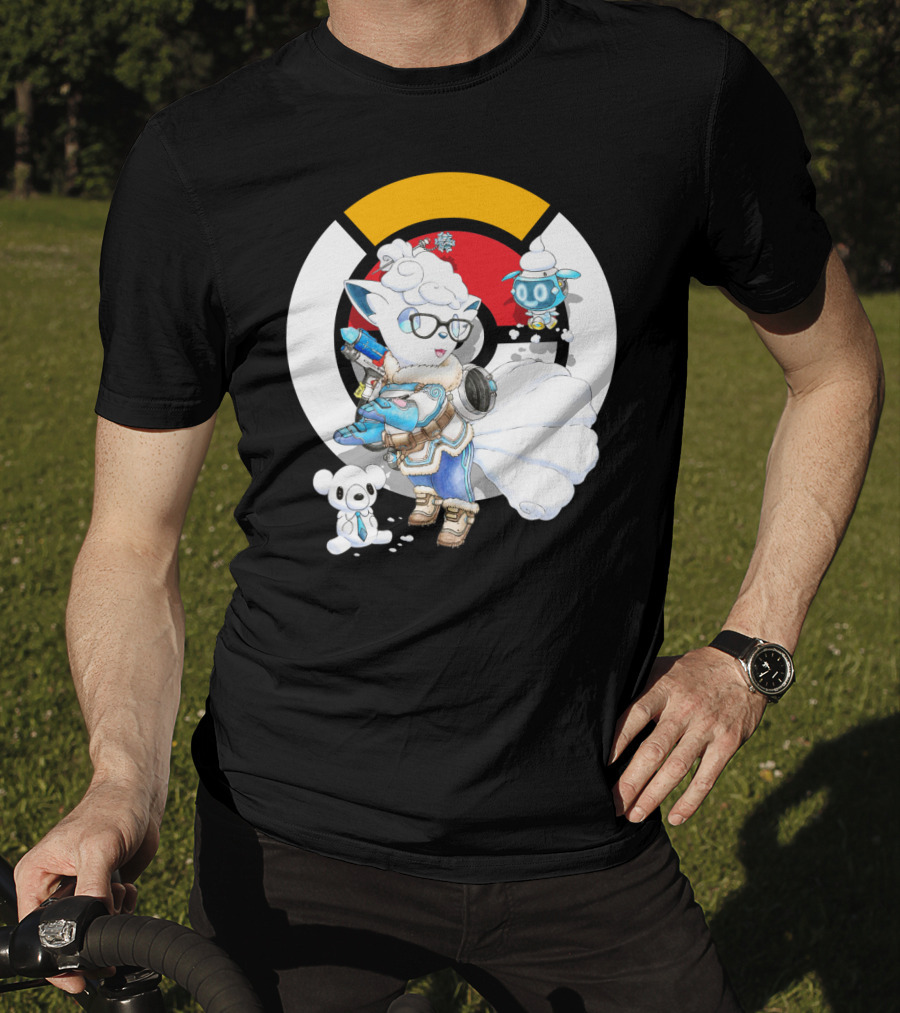 Pokemon X Overwatch Alolan Vulpix With Mei Winter T-Shirt
