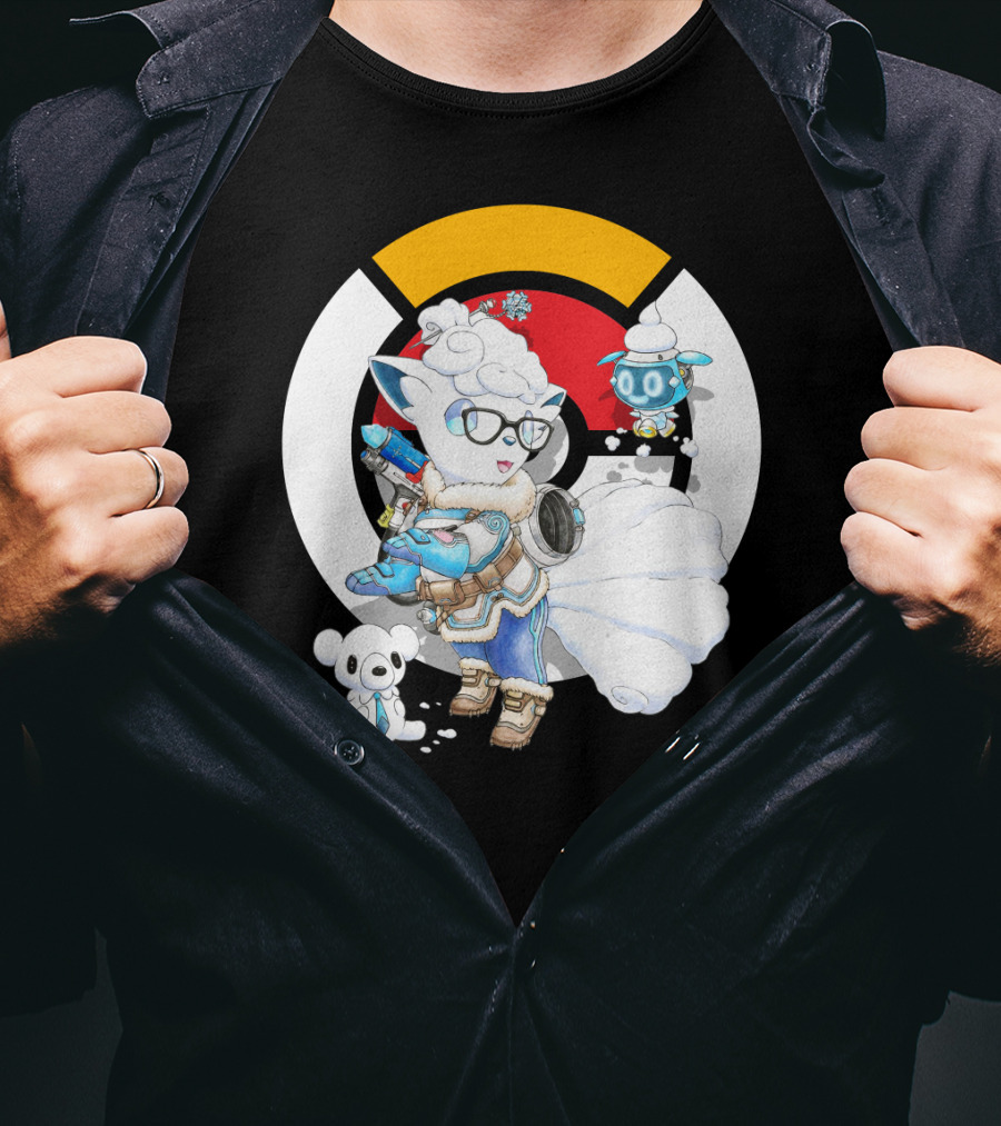Pokemon X Overwatch Alolan Vulpix With Mei Winter T-Shirt