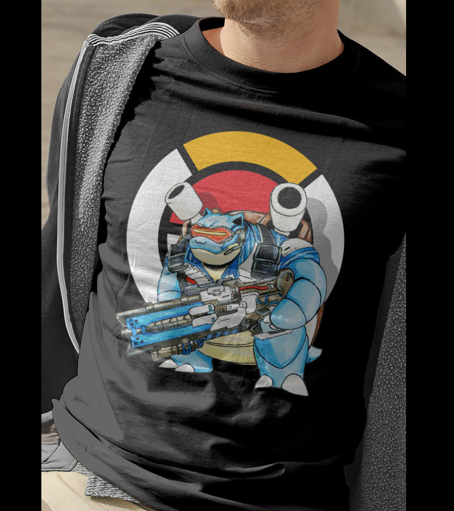 Pokemon X Blastoise X Soldier76 Crossover Fusion T-Shirt