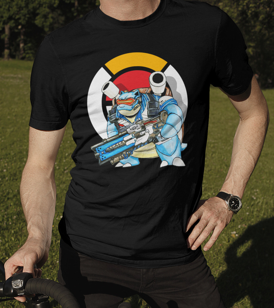 Pokemon X Blastoise X Soldier76 Crossover Fusion T-Shirt