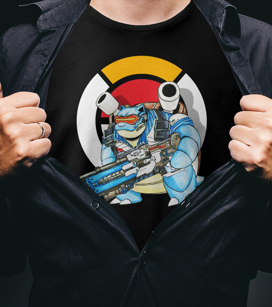 Pokemon X Blastoise X Soldier76 Crossover Fusion T-Shirt