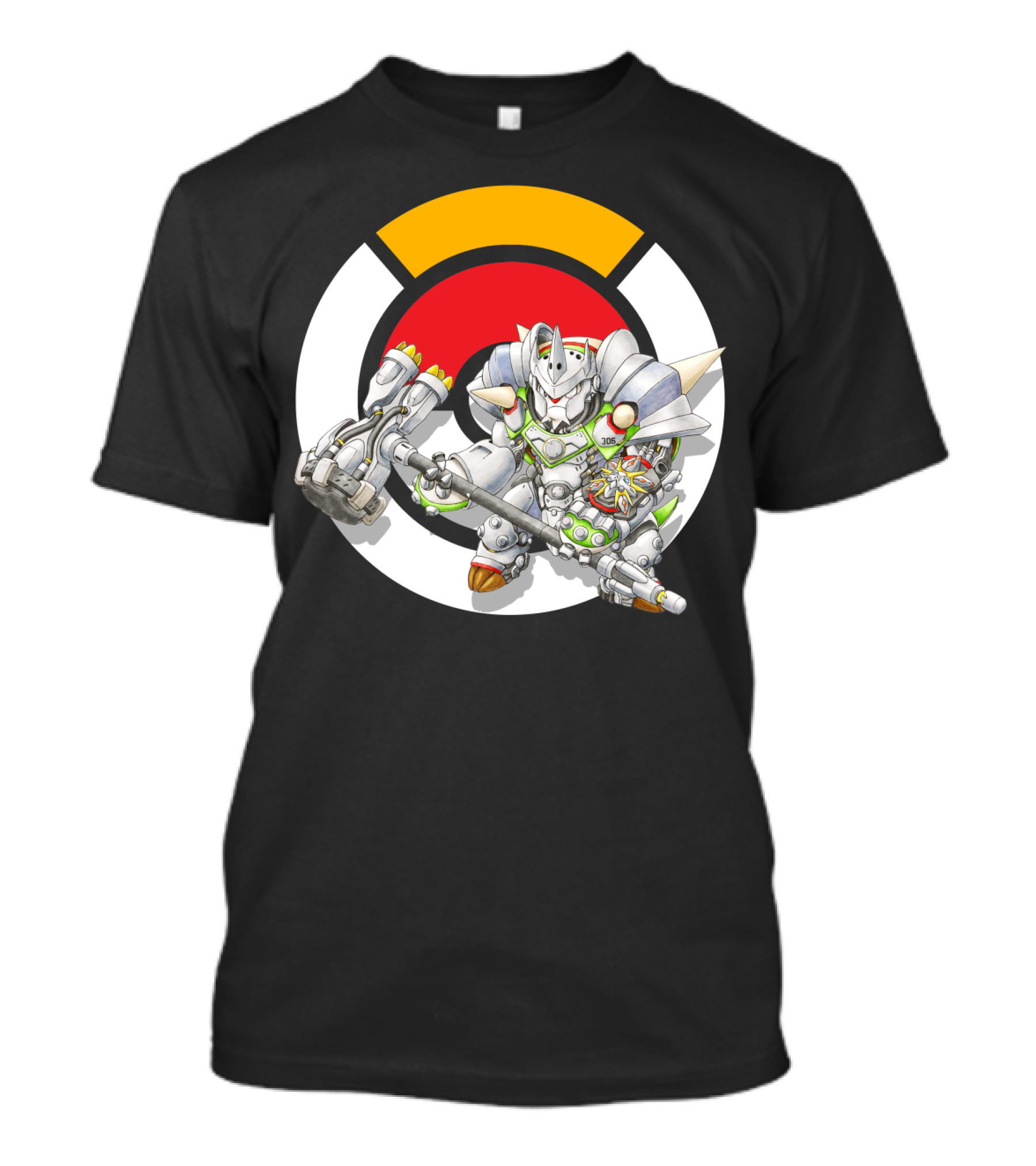Pokemon X Overwatch Chesnaught Reinhardt Crossover Battle Armor T-Shirt