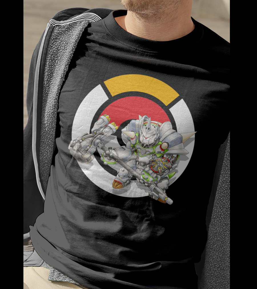 Pokemon X Overwatch Chesnaught Reinhardt Crossover Battle Armor T-Shirt