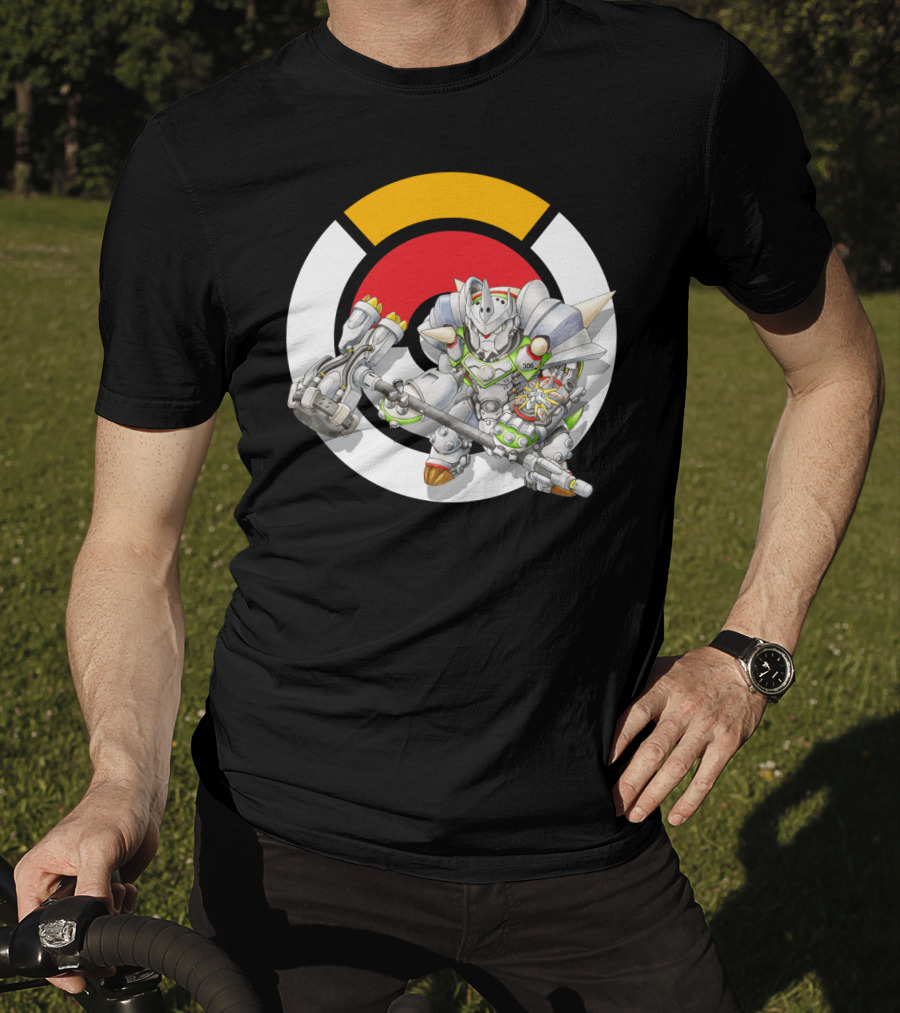 Pokemon X Overwatch Chesnaught Reinhardt Crossover Battle Armor T-Shirt